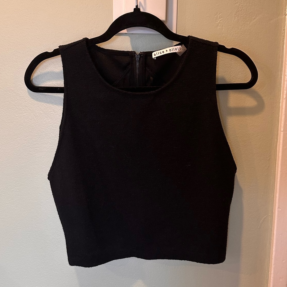 Alice + Olivia Mesh Zip Back Crop Top